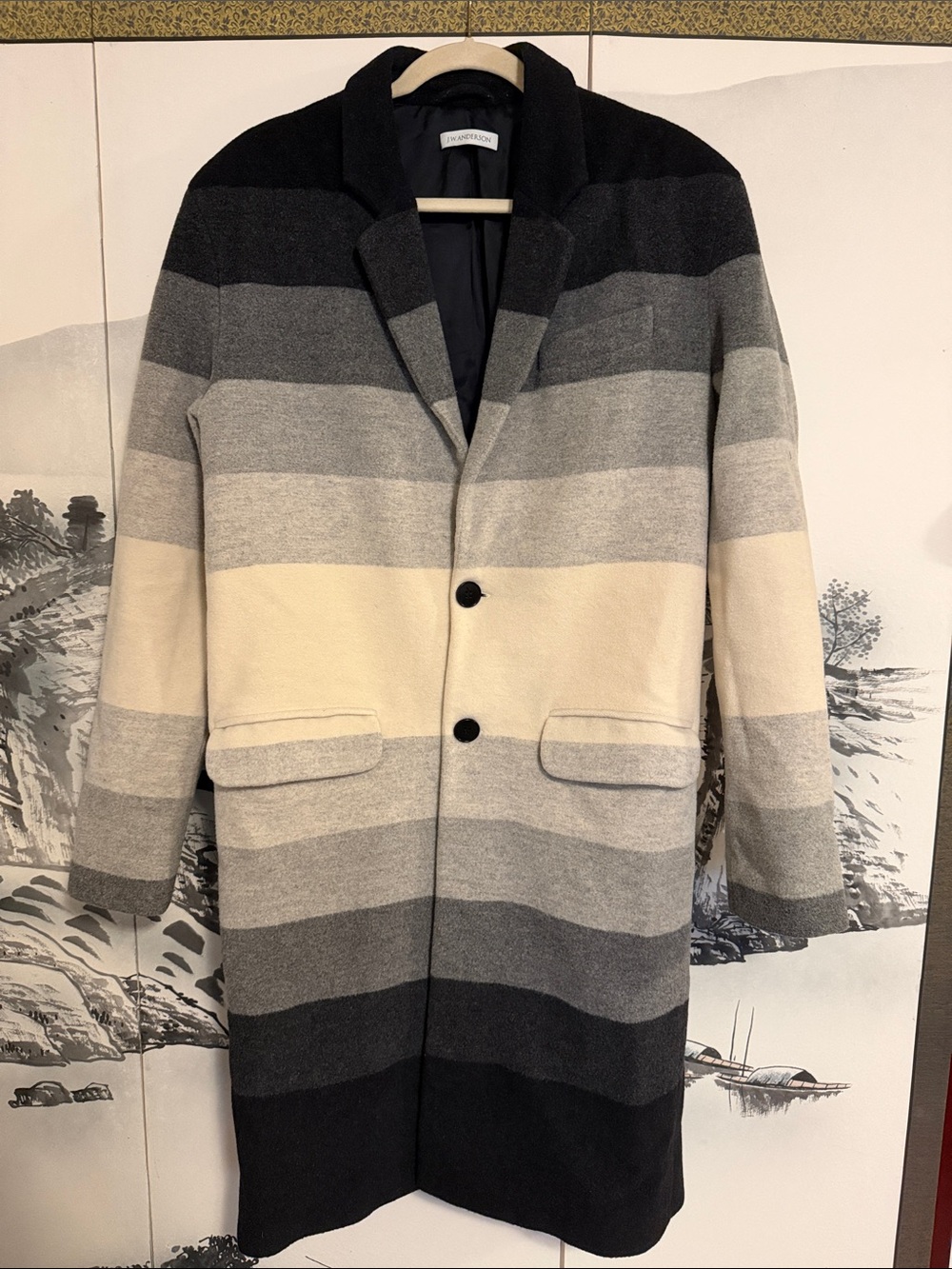 JW Anderson Degrade Gradient Coat Black & Cream - 38